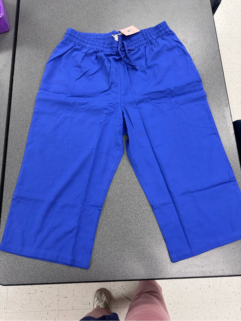 Lucy & Yak Royal Blue Capri Pants with Drawstring Waist
